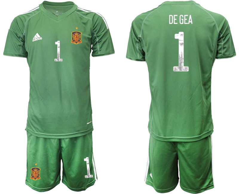 Men 2021 World Cup National Spain army green goalkeeper #1 Soccer Jerseys->->Soccer Country Jersey